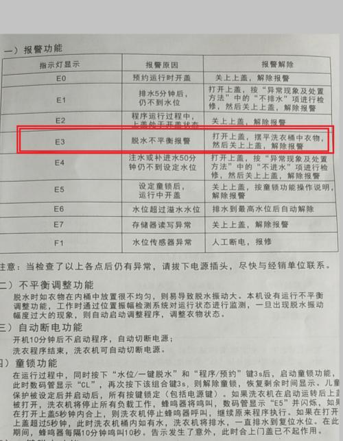 金铃洗衣机故障E3原因及维修方法详解（解决金铃洗衣机故障E3的有效方法）